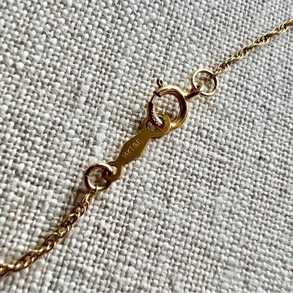 14K GF Freshwater pearl gold bead necklace 18” chain modern wabi sabi dainty - Picture 5 of 8